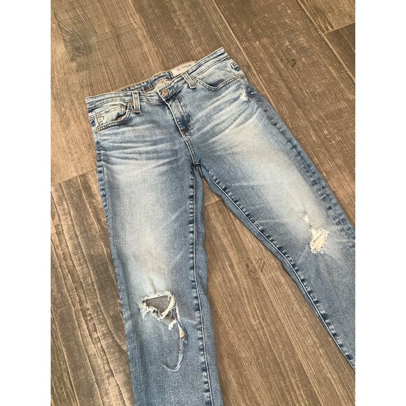 AG Adriano Goldschmied The Prima Crop Jeans Light Wash Distressed Size 28R - Picture 2 of 4